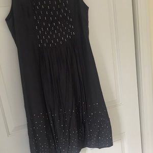 Beautiful dark gray dress. Sequins at neck/hem.